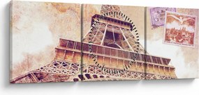 Obraz - Pohľad z Paríža (s hodinami) (90x30 cm)