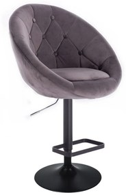 LuxuryForm Barová stolička VERA VELUR na čiernom tanieri - šedá