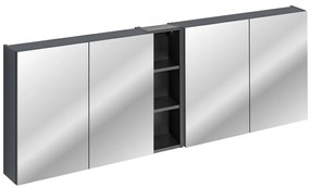 Závesná kúpeľňová skrinka so zrkadlom SantaFe 180 cm tmavomodrá/čierna