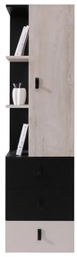 Regál Planet Pl7 čierna/Dub/béžová