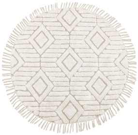 Okrúhly bavlnený koberec ø 140 cm béžový HORASAN Beliani
