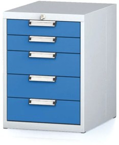 Alfa 3 Dielenský zásuvkový box na náradie MECHANIC, 5 zásuviek, 480 x 600 x 662 mm, modré dvere