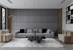 Samolepiace panely na stenu PE3, cena za kus, rozmer 66,5 cm x 66,5 cm, lamely sivé, IMPOL TRADE