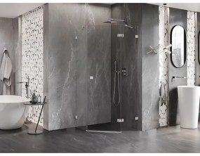 Mexen Lunar, päťuholníkový sprchový kút s pravým sklonom 80 x 80 cm, 8mm číre sklo, chrómový profil, 831-080P-080L-01-00-P