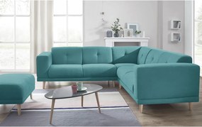 Modrá rohová pohovka s podnožkou Bobochic Paris Luna