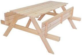 Masívny drevený pivný set so sklopnými lavicami 180 cm (prírodný)