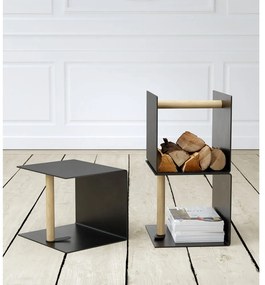 Čierny dekoratívny kovový/z eko kože úložný box 32x38x31 cm Bull – LIND DNA