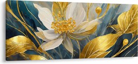 Obraz - Maľba zlatých kvetov (120x50 cm)