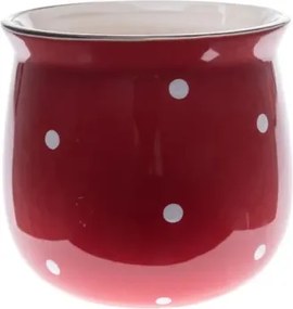 Obal na kvetináč Bodkovaný 12,5 cm, červeno-biely%