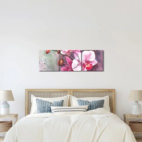 Obraz - Orchidey, aquarel (s hodinami) (90x30 cm)
