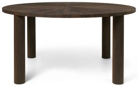 Jedálenský stôl Post Star, okrúhly – tmavohnedý dub