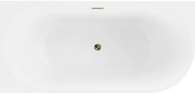 Mexen Mia, voľne stojaca rohová vaňa ľavá 160 x 80 cm, biela, zlatý lesklý prepad, 52691608000L-50