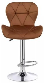 LuxuryForm DESIGN Barová stolička LIVIO VELUR na striebornom tanieri - hnedá