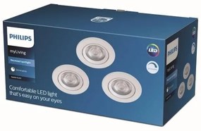 Philips - SADA 3x LED Stmievateľné podhľadové svietidlo DIVE LED/5W/230V 2700K