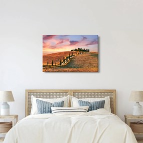 Obraz - Dom na kopci, Toskánsko, Taliansko (90x60 cm)