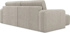 Béžová menčestrová rozkladacia/s úložným priestorom rohová pohovka (ľavý roh/s leňoškou) Kona – Makamii