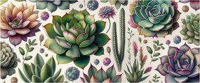 Obraz - Sukulenty (120x50 cm)