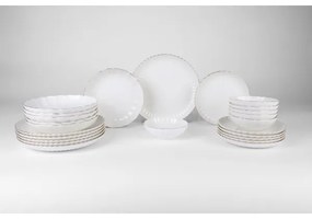 24-dielna jedálenská súprava biela/zlatá/porcelán