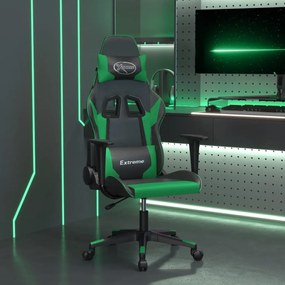 Masážna herná stolička čierna a zelená umelá koža 345448