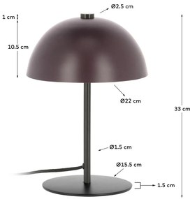 Vínovočervená stolová lampa s kovovým tienidlom (výška 33 cm) Aleyla - Kave Home