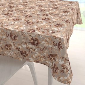Biante Zamatový štvorcový obrus Tamara TMR-042 Hnedé kvety na sivobéžovom 80x80 cm