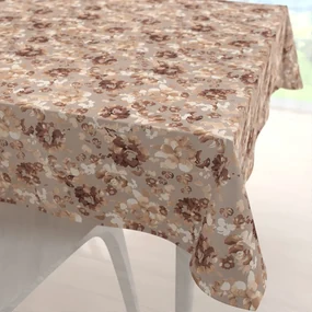 Biante Zamatový štvorcový obrus Tamara TMR-042 Hnedé kvety na sivobéžovom 90x90 cm