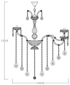 Zlatý retro svietnikový luster CHATEAU 100 cm