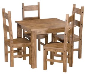 IDEA nábytok Jedálenský stôl 92x92 + 4 stoličky EL DORADO dub antik