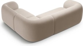 Béžová zamatová rohová pohovka (pravý roh/do L) Kate – Micadoni