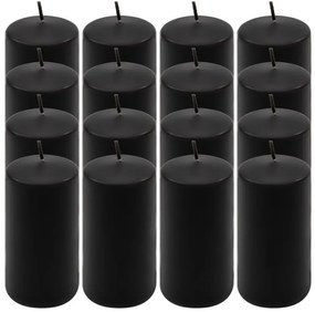 Čierna parafínová sviečka 10 cm, 20 h horenia, sada 16 ks