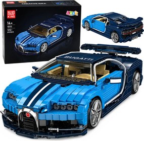 LEAN Toys Stavebnicové kocky – športové auto Bugatti, modré, 1212 dielov