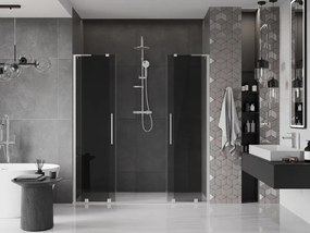 Mexen Velar L Duo, posuvné sprchové dvere do otvoru 170 cm, 8mm šedé sklo, brúsená oceľ, 871-170-003-42-97