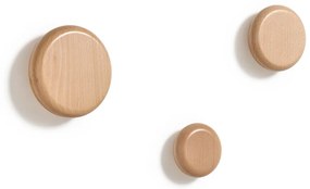 Nástenné drevené háčiky v súprave 3 ks v prírodnej farbe Nadue – Kave Home