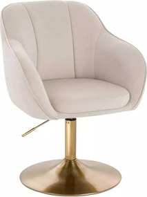 LuxuryForm DESIGN Stolička AVOLA VELUR na zlatom tanieri - krémová