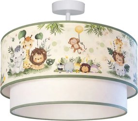 Brilagi-LED Detské prisadené stropné svietidlo BOBO 1xE27/60W/230V pr. 40 cm krémové / zelené / džungľa