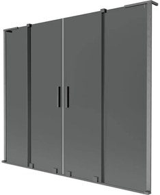 Mexen Velar L Duo, 2-krídlová posuvná vaňová zástena 200 x 150 cm, 8mm šedé sklo, brúsený grafit, 896-200-003-42-66
