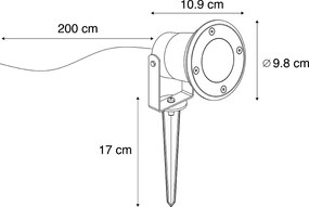 Moderný reflektor čierny vrátane kábla a zástrčky 200 cm IP65 - Basic
