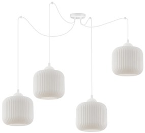 Závesné svietidlo Riffle Spider, 4x biele sklenené tienidlo, w