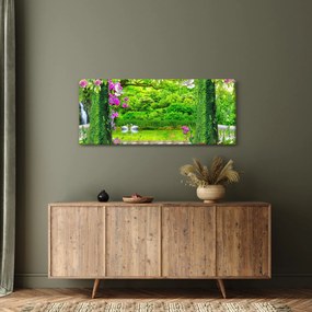 Obraz - Čarovná záhrada s labuťami (120x50 cm)