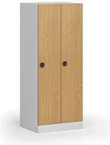 Šatníková skrinka znížená, 2 oddiely, 1500 x 600 x 500 mm, demont, kódový zámok, laminované dvere, buk