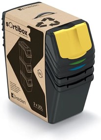 Súprava 3 odpadkových košov Soorti na triedený odpad 3 x 20 l čierna