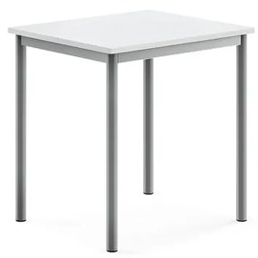 Stôl SONITUS, 700x600x720 mm, HPL - biela, strieborná