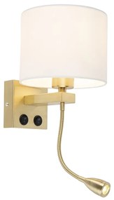Nástenná lampa v štýle art deco zlatá s bielym tienidlom - Brescia