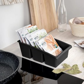 VILDE Organizér na korenie vo vrecúškach, VILDE, čierny, 25 x 15 x 9 cm