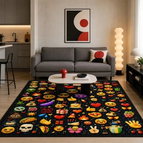Protišmykový herný koberec Emoji 3D
