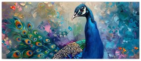 Obraz - Maľba páva (120x50 cm)