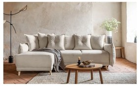 Béžová menčestrová rozkladacia rohová pohovka (variabilná) Lazy Lukka – Miuform