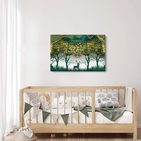 Obraz - Jelene v zelenom lese (90x60 cm)