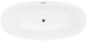 Mexen Lira, voľne stojaca vaňa, vzor, 170 x 80 cm, biela-čierna, grafitový prepad, 52831708075-95