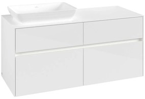 VILLEROY &amp; BOCH Collaro závesná skrinka pod umývadlo na dosku (umývadlo vľavo), 4 zásuvky, s LED osvetlením, 1200 x 500 x 548 mm, Glossy White, C113B0DH